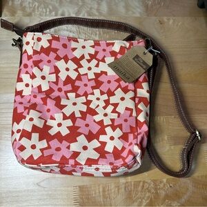Maika City Crossbody Bag Floral Canvas Solvang Print Brown Strap NWT